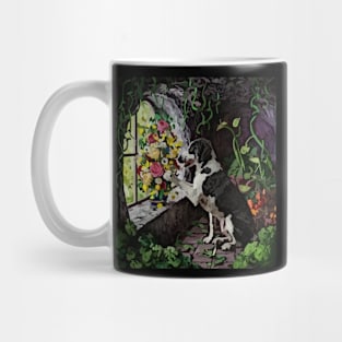 watercolor dog with garden and mixed flowers Mug